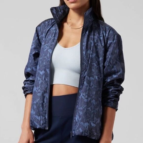 🎉HOST PICK🎉 Athleta Blue Jacket Floral Sightseer‎ Lace Ethereal Bloom Cottage - Picture 1 of 15